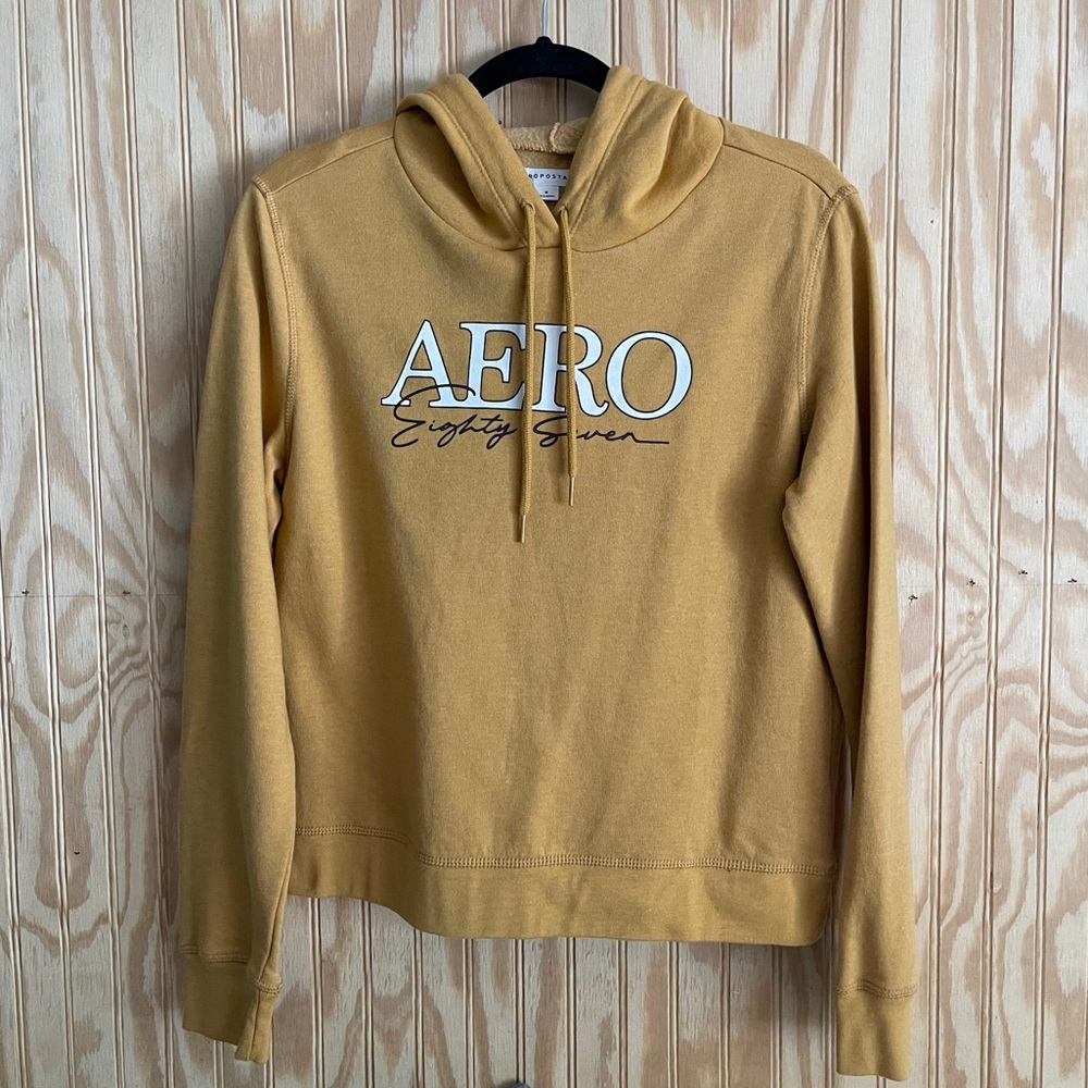 Aeropostale Women Aero Eighty Seven Pullover Sweatshirt Yellow Long Sleeve M